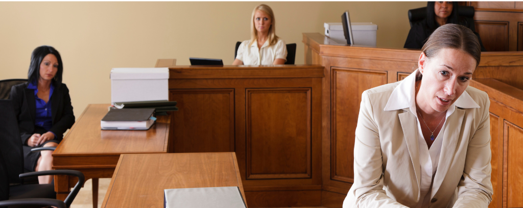 Photo of lawyer arguing in courtroom