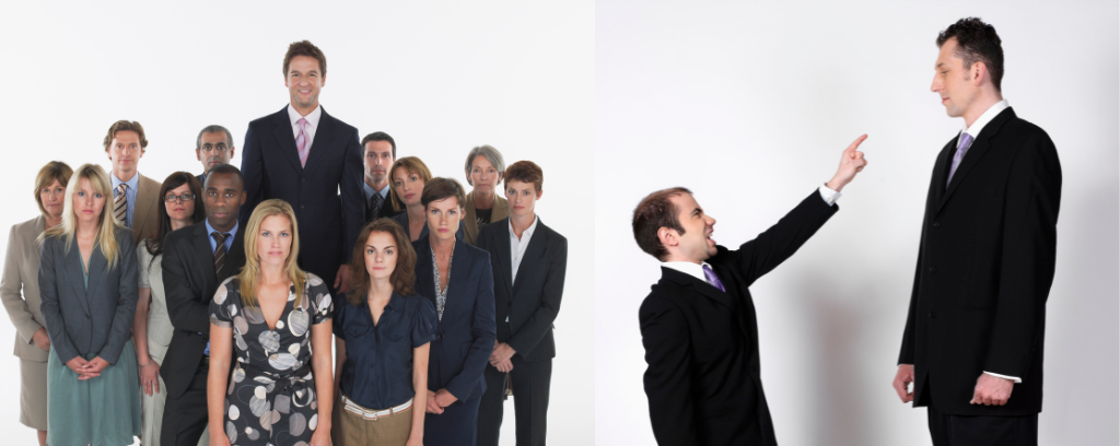 Photos of tall people at work with shorter colleagues