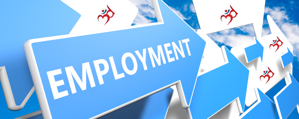 Photo of arrows pointing to the Third Ear Conflict Resolution logo. One arrow reads "Employment."
