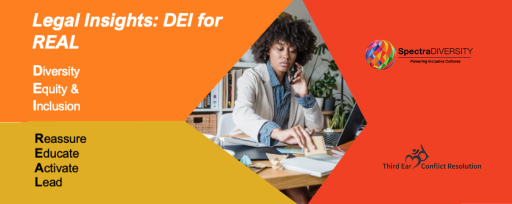 Cover slide with orange, gold, and red shapes and photo of worker in the center